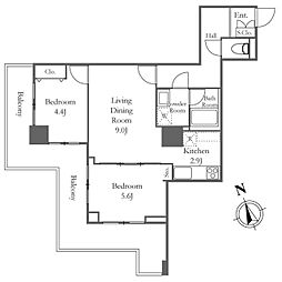 リバーシティ21新川 16階2LDKの間取り