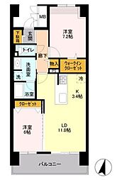 ロイヤルパークス若葉台 2LDKの間取図画像