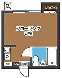 メゾンイースト 1階ワンルームの間取り