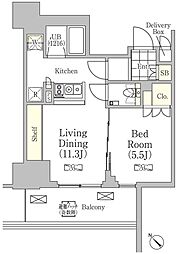メゾンカルム日本橋馬喰町 507 5階1LDKの間取り