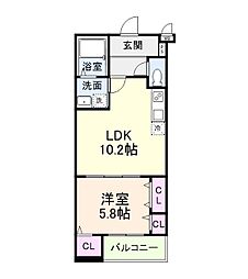 西喜ハイツ 1LDKの間取図画像