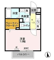 ルナエイト 1Kの間取図画像
