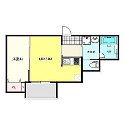 山陽電鉄本線 西新町駅 徒歩6分の賃貸アパート 2階1LDKの間取り