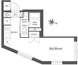 アスティーレ西新宿 4階ワンルームの間取り