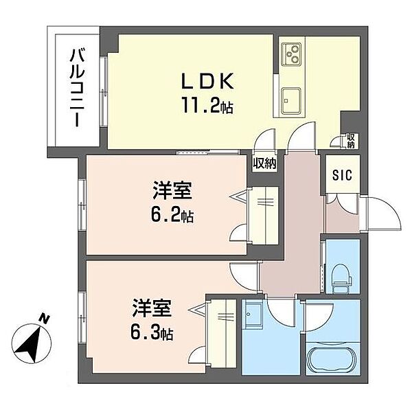 ツリーグレイス 00302｜東京都北区東十条４丁目(賃貸マンション2LDK・3階・56.36㎡)の写真 その2
