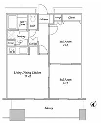 プラザタワー勝どき 2LDKの間取図画像