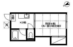 アパルト小松 2階1Kの間取り