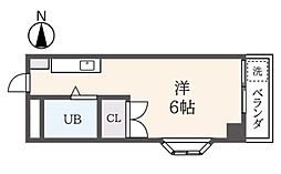 ジュネスハイム 4階ワンルームの間取り