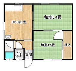 第二南米荘 2DKの間取図画像
