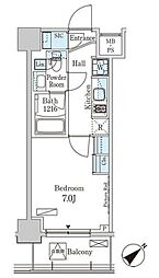 パークアクシス大塚ガーデンスクエア 4階1Kの間取り