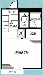 イエローハイム 1階1Kの間取り