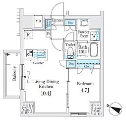 プライムブリス板橋本町 8階1LDKの間取り