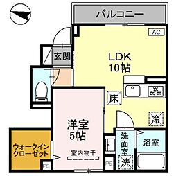 レーヴ　ド　ドゥ芦屋 1階1LDKの間取り