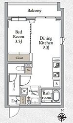 Live Casa千鳥町 1DKの間取図画像