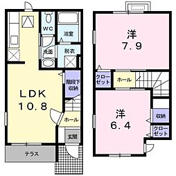 ジェイドV 1階2LDKの間取り