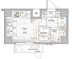 プレミアムキューブ品川戸越 3階ワンルームの間取り