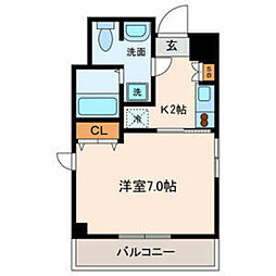 アーバンレジデンス仲之町 1Kの間取図画像