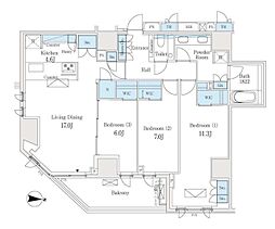 ザ・パークハウス恵比寿南 4階3SLDKの間取り