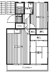 プレザントハウス 3階2LDKの間取り
