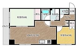 アローメイクII 4階2LDKの間取り