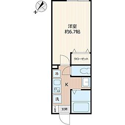 グランフェリオ習志野 2階1Kの間取り