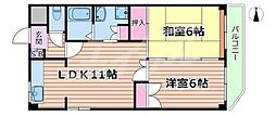 Osaka Metro長堀鶴見緑地線 横堤駅 徒歩1分の賃貸マンション 4階2LDKの間取り