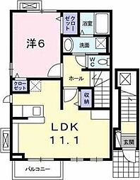 シャルム　シャトレ 2階1LDKの間取り