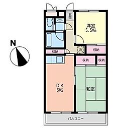 アイスコ永田ビル 2DKの間取図画像
