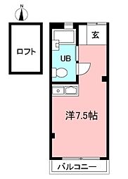 ユート柿生 1階ワンルームの間取り
