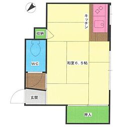 北條ビル 2階ワンルームの間取り