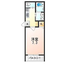 エスクード凪 3階1Kの間取り