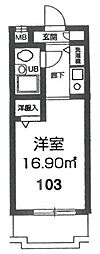 東京メトロ丸ノ内線 方南町駅 徒歩8分の賃貸マンション 1階1Kの間取り