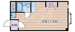 大宝北天満ロイヤルハイツ ワンルームの間取図画像