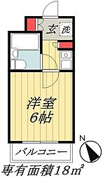 東京メトロ東西線 南行徳駅 徒歩14分の賃貸マンション 2階1Kの間取り