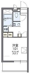 レオパレスアドミラブールワタル 1Kの間取図画像