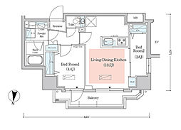 アーバネックス西新宿II 3階2LDKの間取り