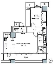 ザ・東京タワーズミッドタワー 30階1LDKの間取り