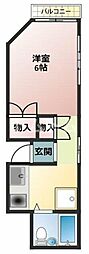フェリシアテラス 2階ワンルームの間取り
