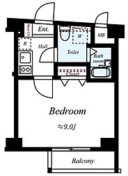 京王線 八幡山駅 徒歩9分の賃貸マンション 3階1Kの間取り