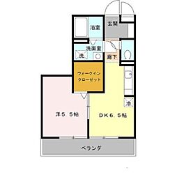 ヴィラージュなかもず 1DKの間取図画像