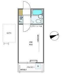 戸越サンハイツ 1Kの間取図画像