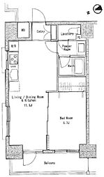 ソサエティ蔵前 8階1LDKの間取り