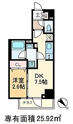 JR山手線 田端駅 徒歩10分の賃貸マンション 5階1DKの間取り