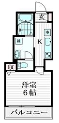 ステラ用賀 2階1Kの間取り