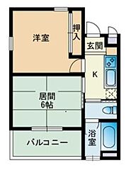 エオリアーナ 3階1Kの間取り