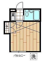 レオパレスお花茶屋 2階ワンルームの間取り