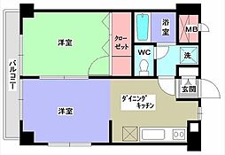 グリーンヒルズ 2DKの間取図画像