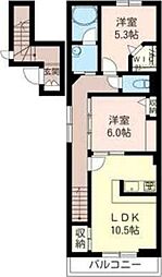 ＴＭ68　ＡＰＡＲＴＭＥＮＴ 2階2LDKの間取り