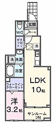カーサアリアーテII 1階1LDKの間取り