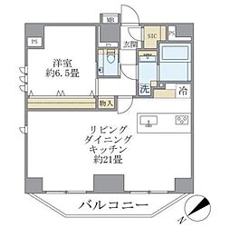 ルネサンス赤坂プレミアムコート 12階1LDKの間取り